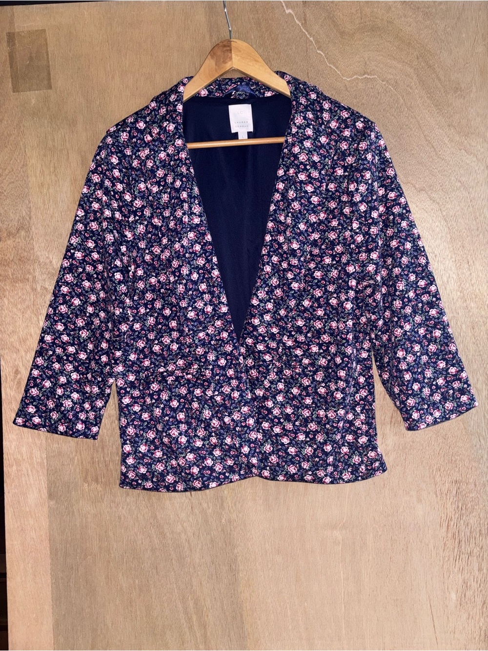 LC Lauren Conrad Floral Blazer L Navy Pink Coquette Cottagecore